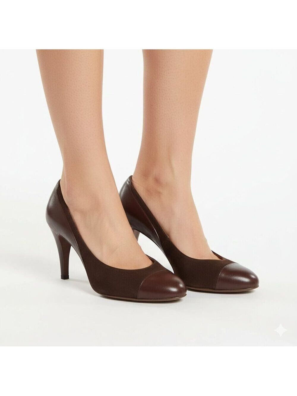 *BRUNO MAGLI Suede & Leather Cap-Toe Pumps – Brown – Size 35.5 (Fits Like 36)